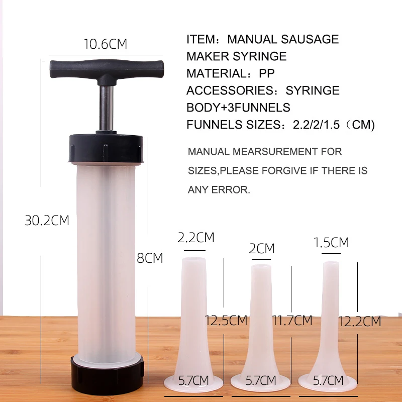 Manual Sausage Meat Fillers Machine Sausage Stuffer Hand Operated Machines Funnel Nozzle