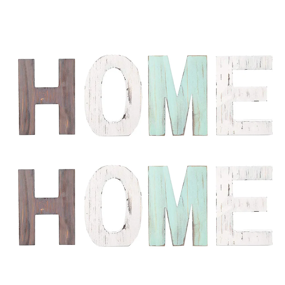 

2PCS Wooden HOME Letter Ornament English Word Decoration Home Simple Wedding Articles for Wedding Living Room Bedroom Office