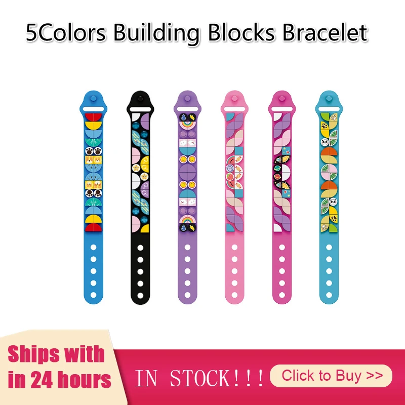 

6Colors For Girls Boys Gifts DIY Dots Bricks Kids Block Bracelet Wristband Adjustable Educational Building Blocks Toys Juguetes