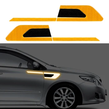 

LEEPEE 2 Pcs/set Car Reflective Stickers Safety Warning Strip Tape Car Bumper Reflective Strips Auto Door Sticker Decal