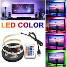 USB Light Strip 60 Lamp Beads TV 5050 RGB 5V 1M/2M Durable LED Back Lighting Flexible 1M 24 Key Light Remote Control