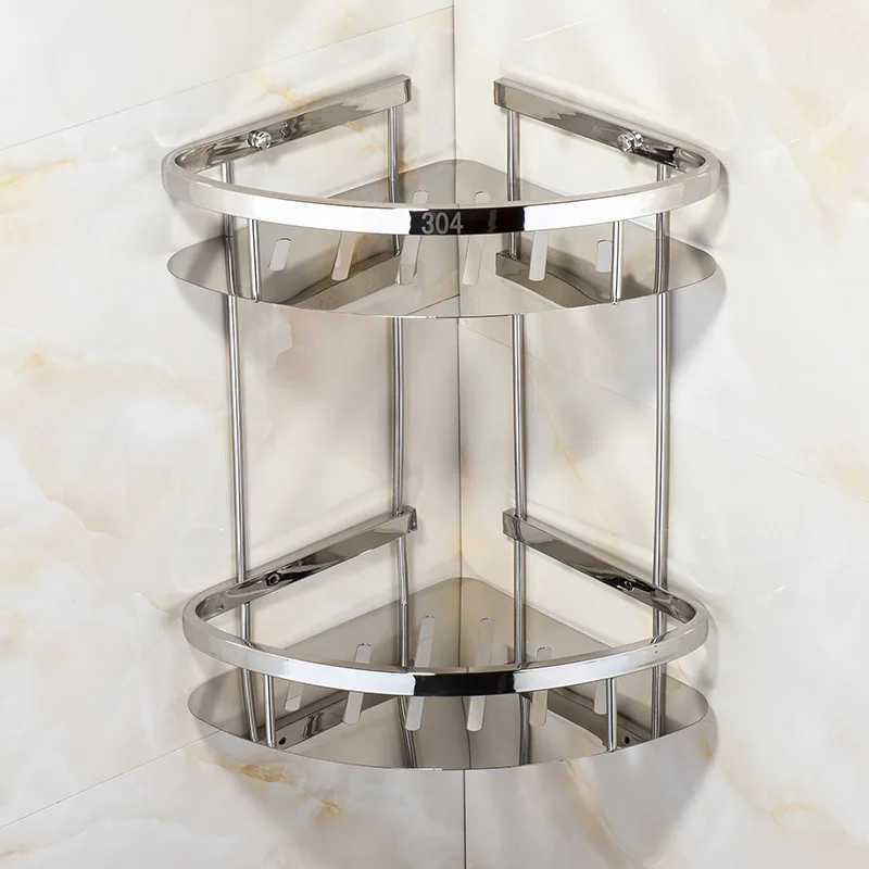 

304 Stainless Steel Angle Frame Bathroom Rack Double Layer Bathroom Tripod Sanitary Ware Hardware Accessories Manufacturers Whol