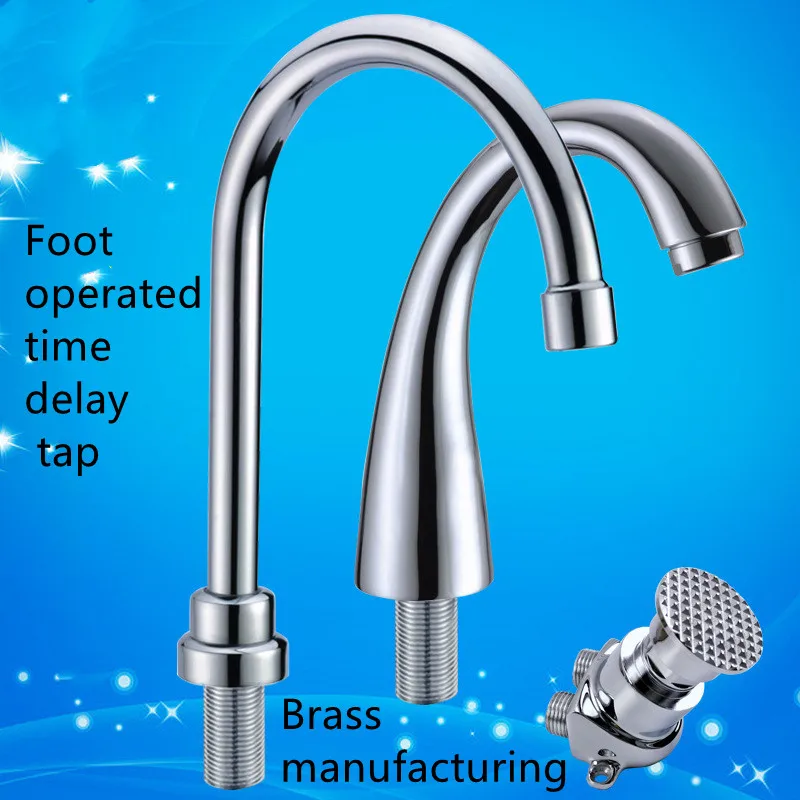 

Foot-operated Time-delay Faucet Full Brass Single Cold Basin/kitchen Mixer for Public Places and Hotels Bathroom Accessories