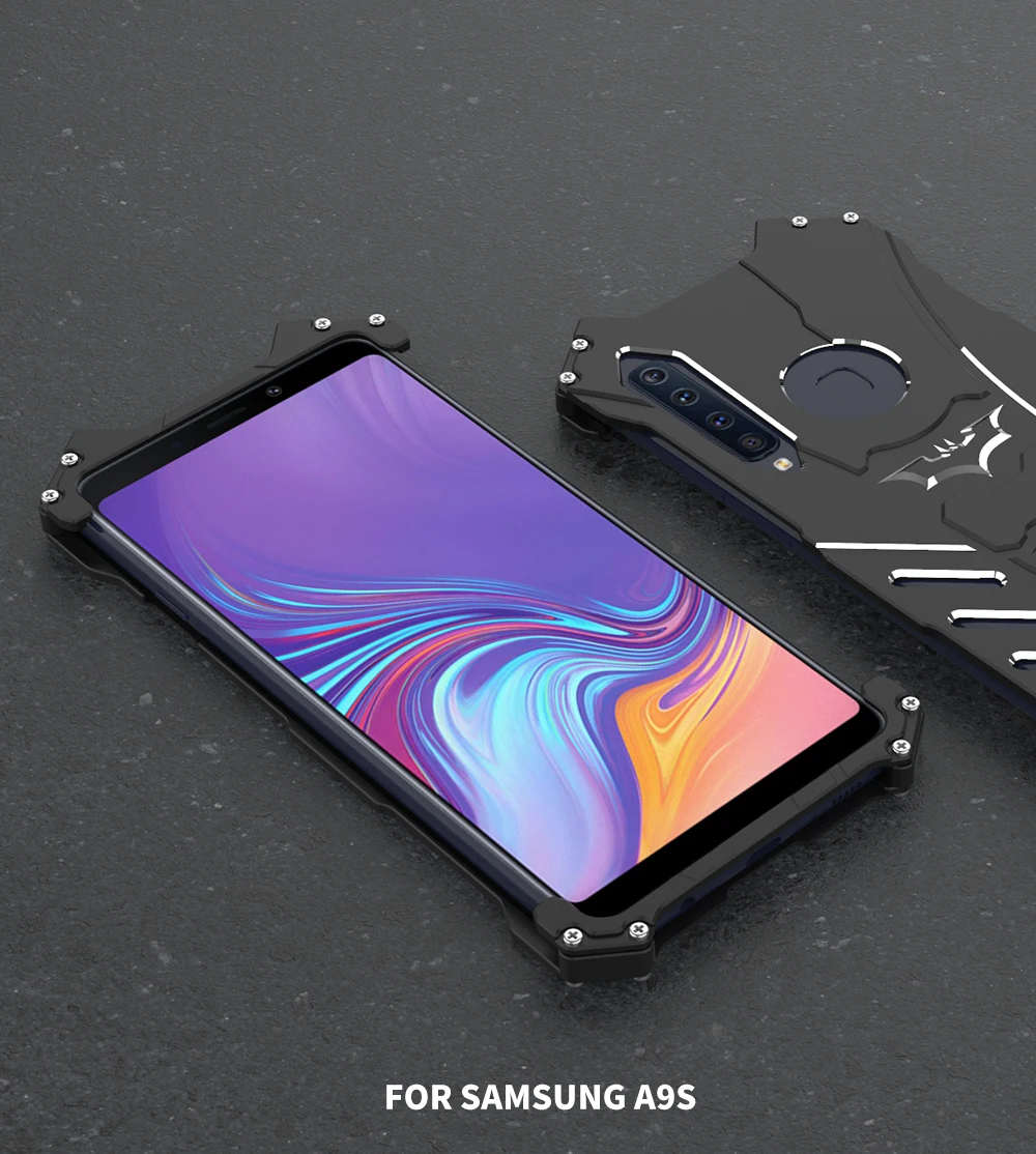 Роскошный металлический чехол с винтовой подставкой и Бэтменом для samsung galaxy A9s A8s A9 Star Lite C5 C7 C9 Pro Алюминиевый бампер бронированный металлический чехол