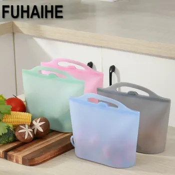 

3Pcs/set 1000ml Food Grade Silicone Food Storage Containers Leakproof Reusable Stand Up Zip Shut Bag Fresh Bag Food Storage Bag