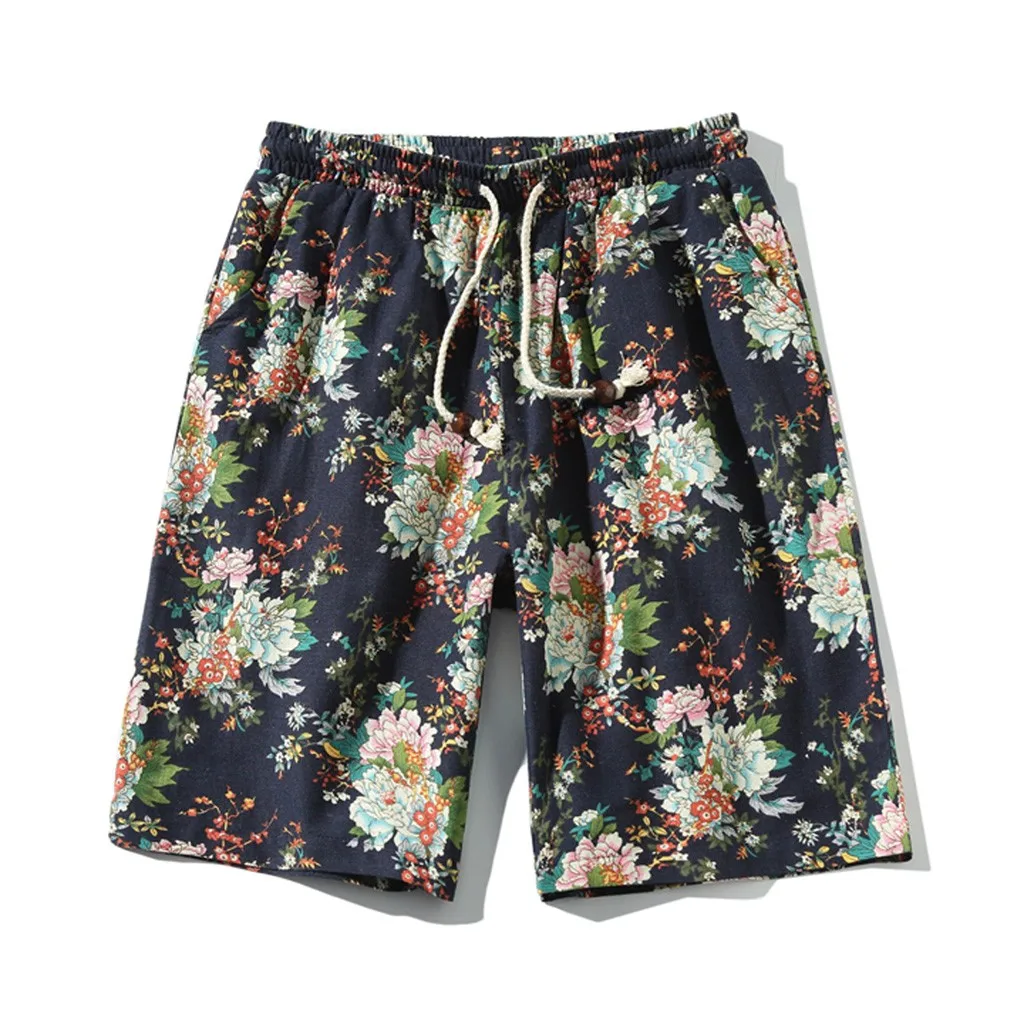 С цветочным принтом в уличном стиле мужские шорты для пляжа, топ в полоску пляжные спортивные Повседневное Короткие штаны спортивный мужчина Bermuda Masculina