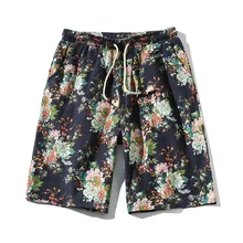 С цветочным принтом в уличном стиле мужские шорты для пляжа, топ в полоску пляжные спортивные Повседневное Короткие штаны спортивный мужчина Bermuda Masculina