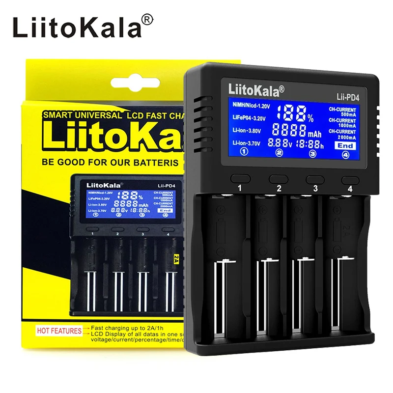 Зарядное устройство LiitoKala для аккумуляторов 18650 литиевых NiMH 26650 21700 18350 14500 AA AAA 3 7 в/1