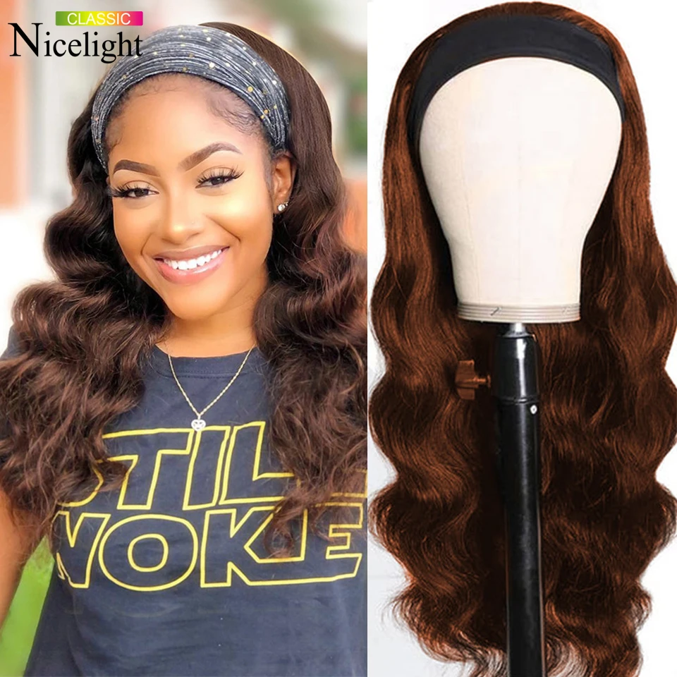 Nicelight Hair 4 Body Wave Headband Wigs Remy Scarf Wig Glueless