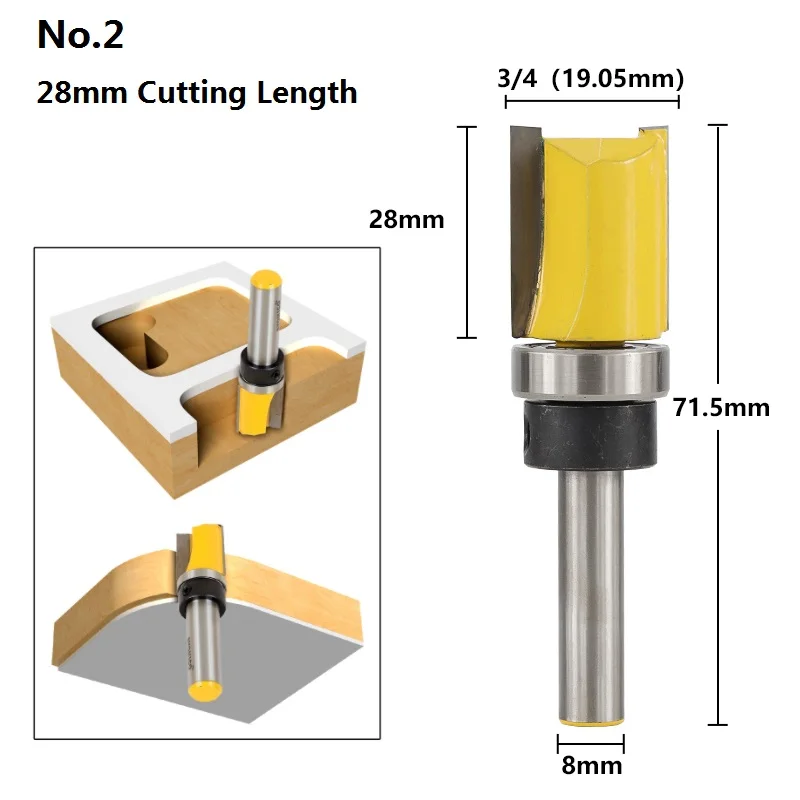 XCAN 1 шт. 8 мм хвостовик заподлицо отделка шаблонный маршрутизатор бит прямой слот фреза Карбид Концевая фреза деревообработка фрезы - Длина режущей кромки: 25L