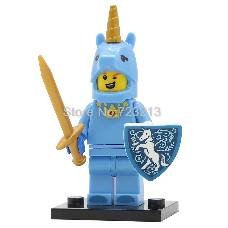 Unicorn Boy Одиночная Забавная фигурка ковбой фейерверк Единорог Паук Мальчик клоун кошка кактус Слон Девушка Строительные блоки наборы модели Кирпичи Игрушки - Цвет: Unicorn Boy