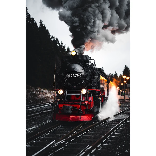 Retro Locomotive Poster Train Picture Posters and Prints Wall Art Canvas Paintings Living Room Decoration Home Decorative Arts WG145