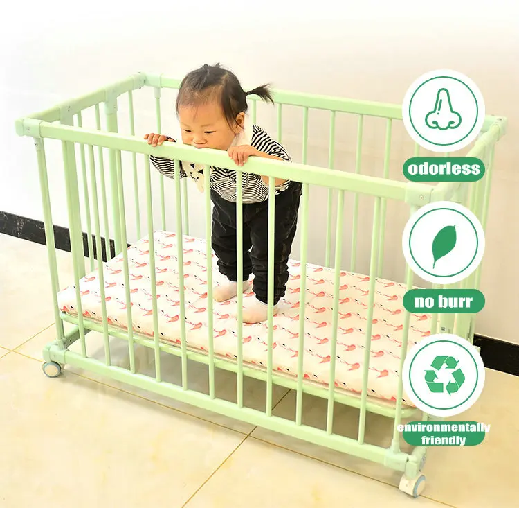 Новое поступление, детская кровать из алюминиевого сплава с матрасом, детская кроватка может быть соединена с взрослой кроваткой, 4 запираемых колеса детская кроватка