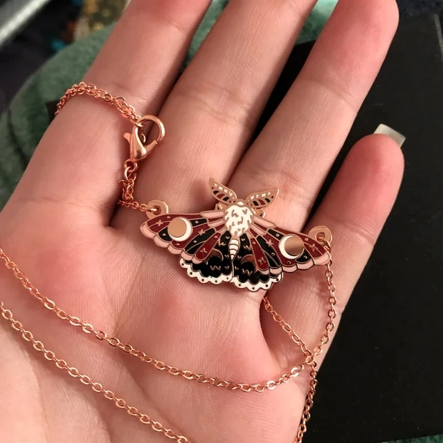 Moth Necklace. Celestial Jewelry. Crescent Moon. Witch Accessories. Moon Phases. Cottagecore . Insect Jewelry - Necklace - AliExpress