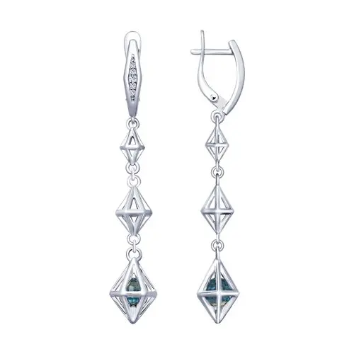 Серьги SOKOLOV из серебра с голубыми кристаллами Swarovski и фианитами