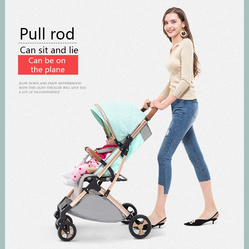  Lightweight stroller Aluminum alloy frame folding stroller portable baby car four-wheeled child tro