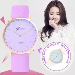 Модные дизайнерские часы с прямым солнечным светом, меняющие цвет, Спортивные Повседневные часы с ультрафиолетовым обесцвечиванием
