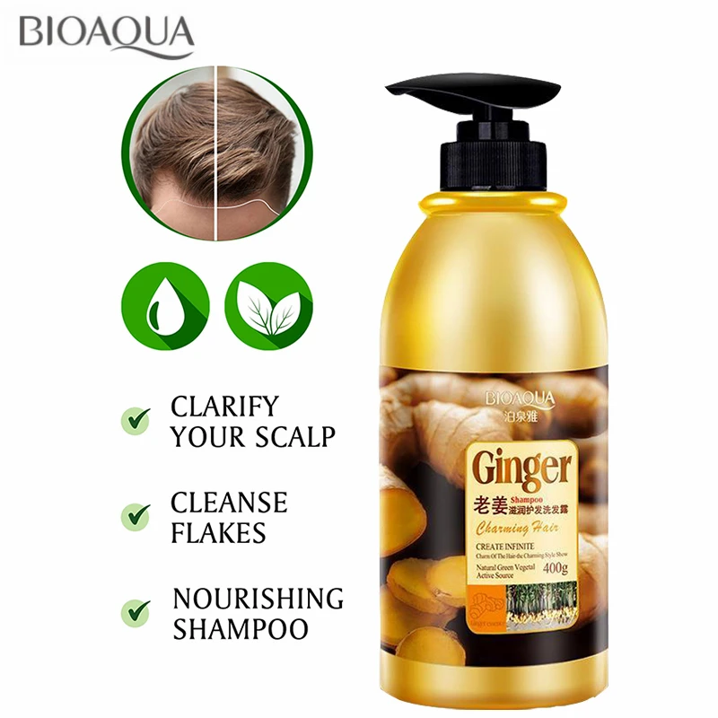 BIOAQUAGingerShampooHairLossNoSiliconeOilControlAntiDandruff
