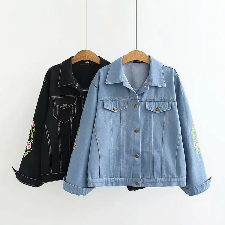 

10332 Spring Clothing New Style Loose-Fit Embroidery Jeans Coat Student Jacket