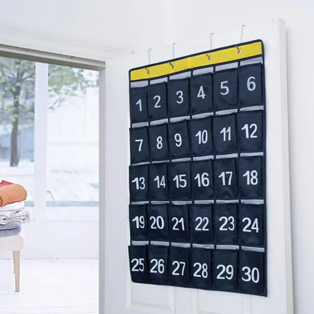 

Portable 30 Pockets Classroom Wall Door Oxford Fabric Storage Hanging Bag Numbered Classroom Charts For Cell Phones Organizers