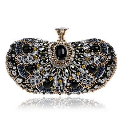 YM1128black YINGMI beadwork Бриллианты Женские вечерние сумки Маленькие стразы жемчужный день клатч сумка на плечо с цепью кошелек - Цвет: YM1128black