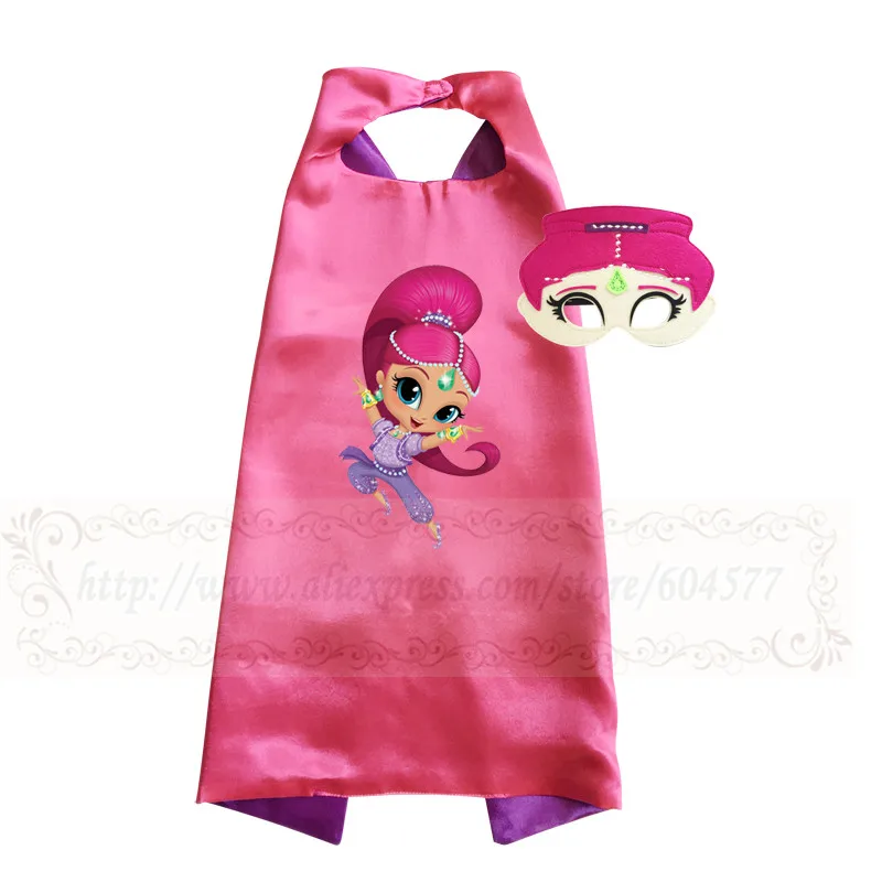 Shimmer and Shine Costume Cape with mask Girls Costume Halloween Costumes Anime Cosplay for Birthday Party - Color: Fuchsia
