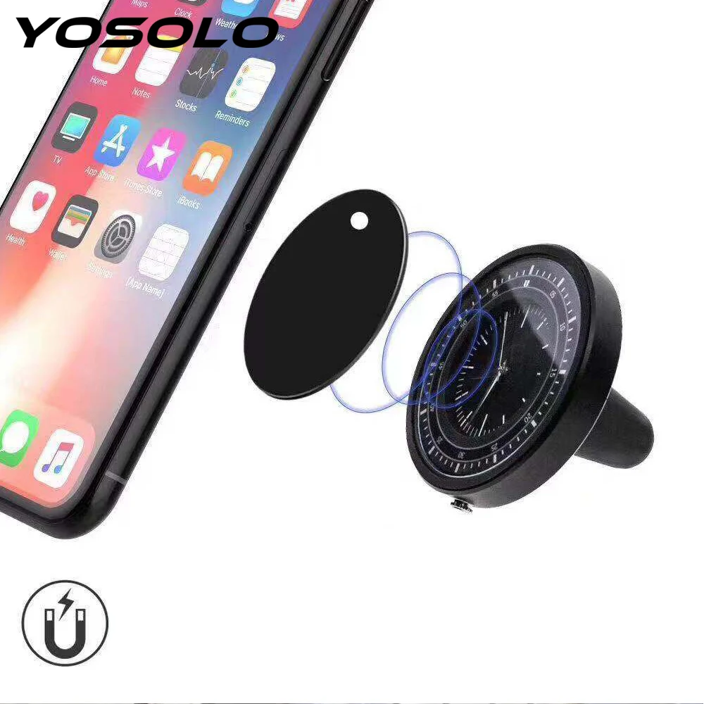 YOSOLO 1 шт. часы Магнитный кронштейн автомобильная подставка для телефона черная воздушная розетка приборная панель 360 Вращающийся держатель для телефона