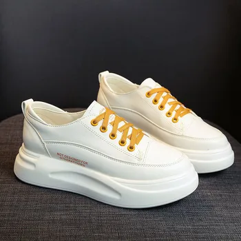 

2020 New Women's Vulcanized Shoes Female Student White Lace-up Sponge Cake Bottom Sneakers Lady Autumn Fashion Casual Flat Shoes