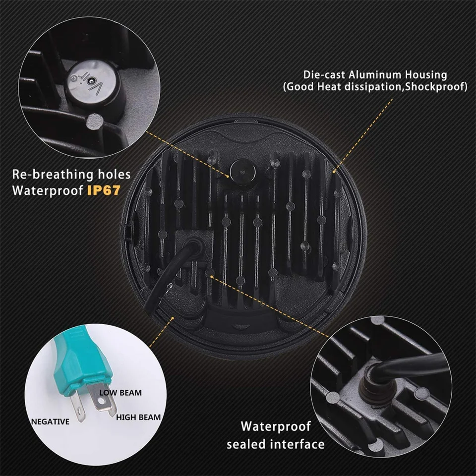 51W 5.75 pollici LED proiettore moto faro Hi/Lo Beam per Harley Sportster 1200 883 Touring Scrambler faro, nero 1 pz  201355758
