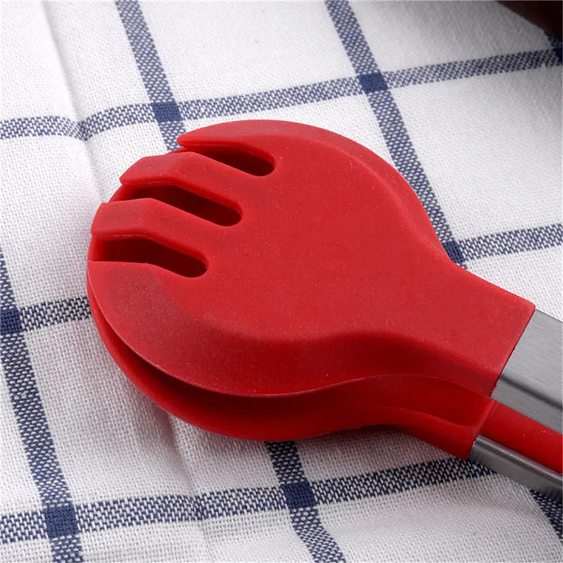 Красные силиконовые щипцы без приклеивания кухонные инструменты для