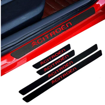 

4PCS Car styling Door Carbon Fiber Sill Scuff Plate Decor Sticker For Citroen C4 C1 C5 C3 C6 C-ELYSEE VTS Car Accessories