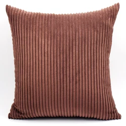 Luxurious Supersoft Corduroy Striped Throw Pillow Cover - Decorative Cushion Case for Sofa & Living Room Decor (Dark Brown)