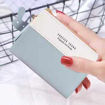 

Women Elegant Coin Purse Ladies Multi-function Soft Square Zipper Wallet Portable Hit Color Letter Print Tassel Fashion Card Bag