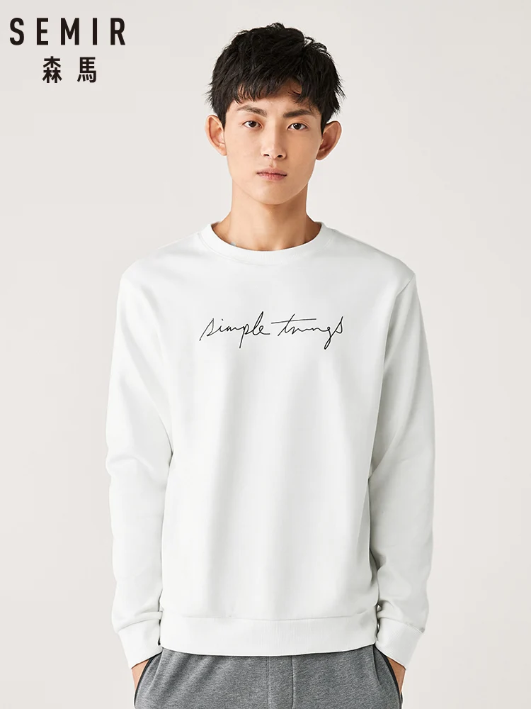 SEMIR Sweatershirt men 2019 winter new Hong Kong style round neck student pullover hoodies tide brand embroidery trend man cloth | Мужская