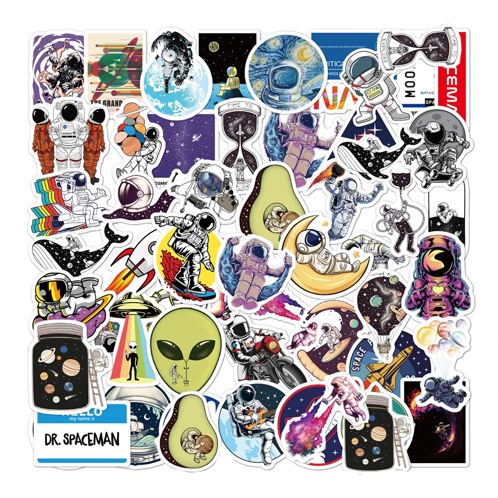 

50pcs/pack Anime Astronaut Outer Space Stickers Skateboard Guitar Laptop Motorcycle Car Waterproof Graffiti Sticker Decal Toy