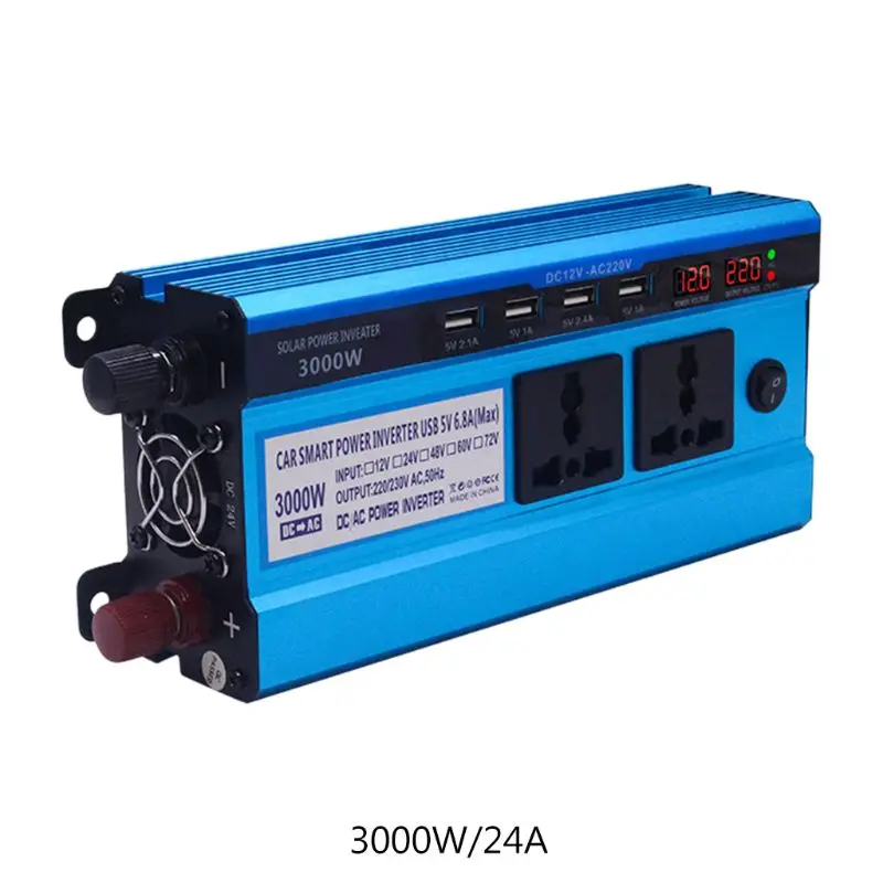 Солнечный инвертор постоянного тока в 12/24V к переменному току 220V 500/3000/4000/5000W 4 Порты usb 2/3 розетки - Цвет: 3-24