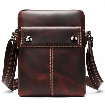 

Brand high-end retro crazy horse leather men's Messenger bag Europe and America shoulder bag outdoor vertical shoulder bag men