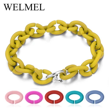 

Wholesale 925 Beads Charm Bracelets for Women Men Hard Rubber Link Chains Bracelet Women Accessories Fashion Jewelry 10 Colors