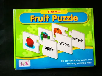 

Vegetable and Fruit Puzzle English Cardboard Puzzle English Enlightenment Early Learning Children's Cognitive Puzzle Toys