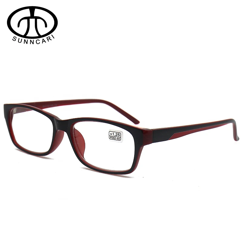 Женские и мужские очки для чтения, ретро квадратные очки для пресбиопии, близкое дальнее зрение, очки для дальнозоркости, диоптрийные очки - Цвет оправы: BLACK RED