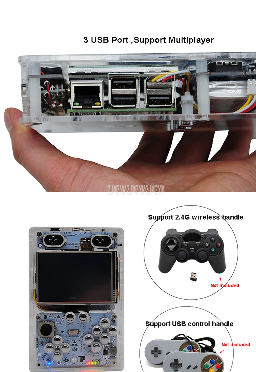 DIY видео игровая консоль 3B + HDMI выход 3,5 дюймов дисплей экран Портативный Видео игровой автомат плеер 3 USB порт Поддержка Мультиплеер
