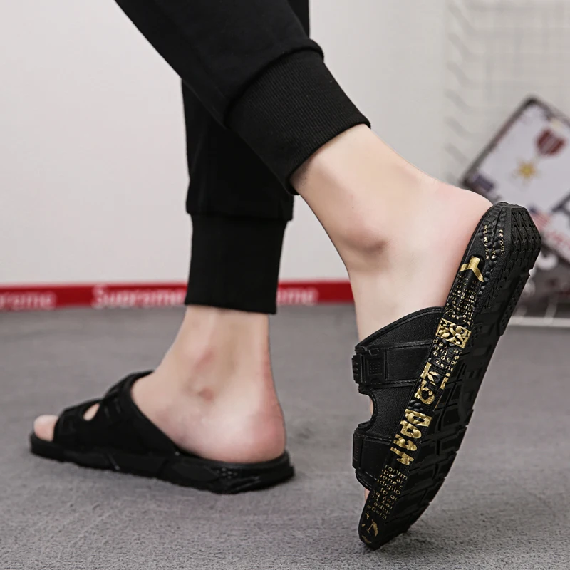 

HAROGATE Summer Men Slippers High Quality Beach Sandals Comfotable Anti-slip Slides Shoes Trend Hombre Casual Shoes 2020