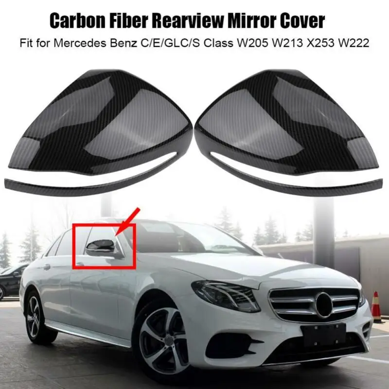 2 шт Накладка на зеркало заднего вида автомобиля накладка черная для Mercedes-Benz C W205 E W213 GLC X253 16-19 авто крышка зеркала заднего вида планки