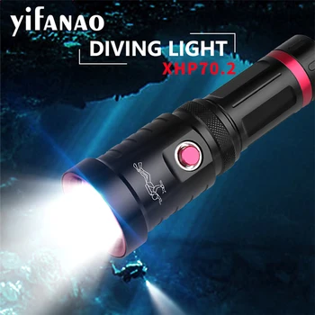 

Super brightness XHP70.2 Scuba Diving Flashlight 26650 Torch IPX8 Waterproof Underwater 100m spearfishing XHP70 led diving lamp