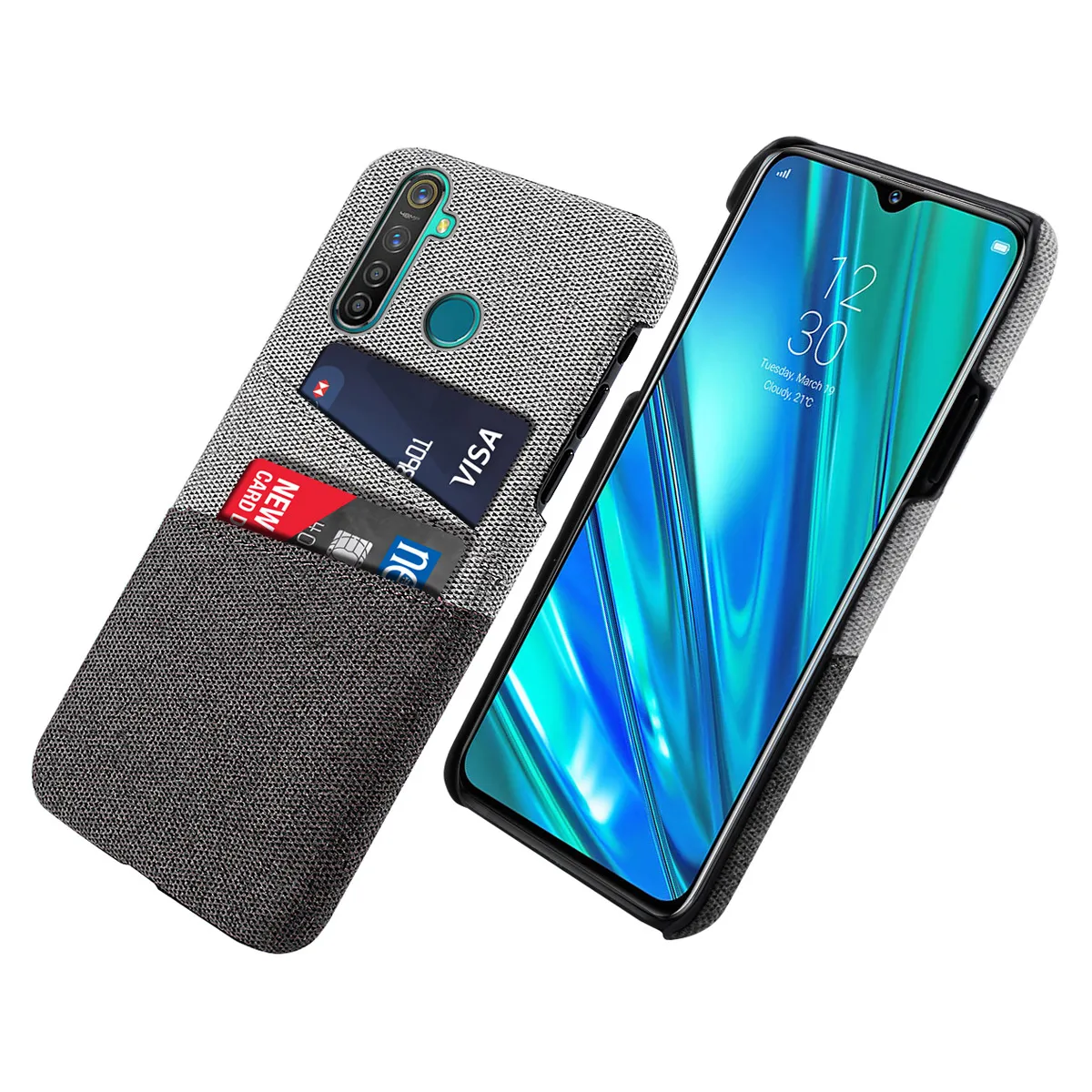 

for OPPO Realme5 Realme 5 Pro Case Slim PC Protective Matte Fabric Shockproof Cloth Cover for OPPO Realme 5 Case Card Wallet