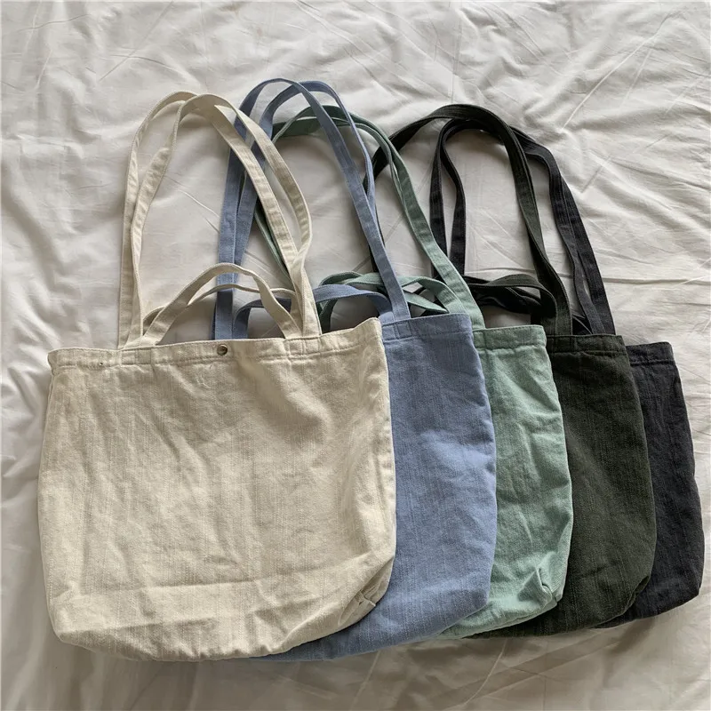 

Washed Canvas One-shoulder Messenger Bag Large-capacity Student Art Shopping Handbag Pure Color Simple