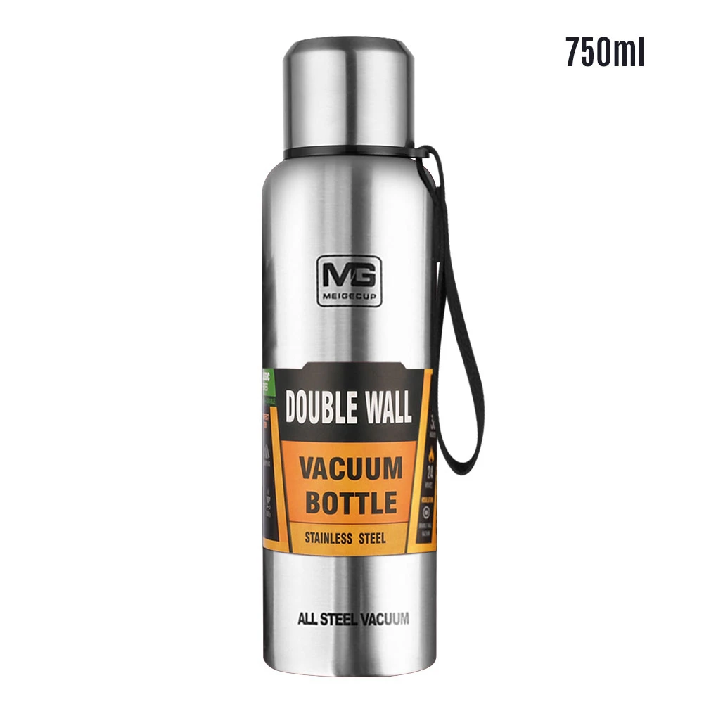Silver 750ML 1 шт., термос с двойной стенкой и вакуумной изоляцией, русская бутылка-термос 750 мл/1500 мл, бутылка для воды из нержавеющей стали для кемпинга и пеших прогулок, B4 - Цвет: Silver 750ML