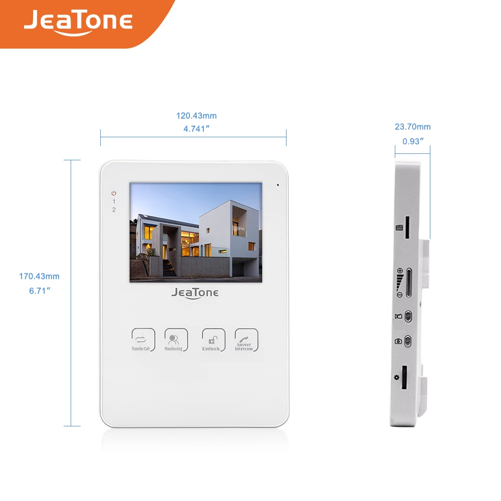 Видеодомофон JeaTone 4 дюймовый сенсорный монитор домофон функция фото и