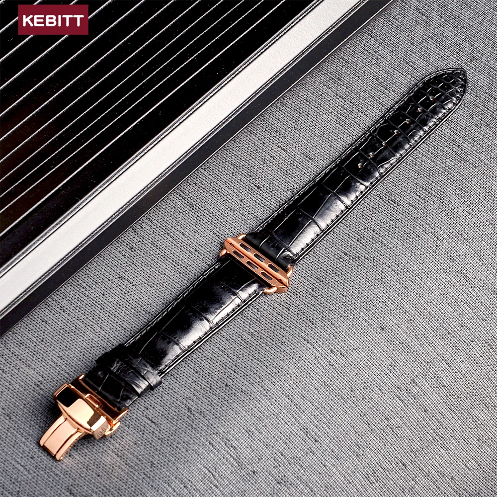 

Top Quality New Genuine Alligator Strap for Apple Watch 4 5 3 2 1 44mm 40mm iWatch Band 42mm 38mm with Butterfly Buckle Bracelet