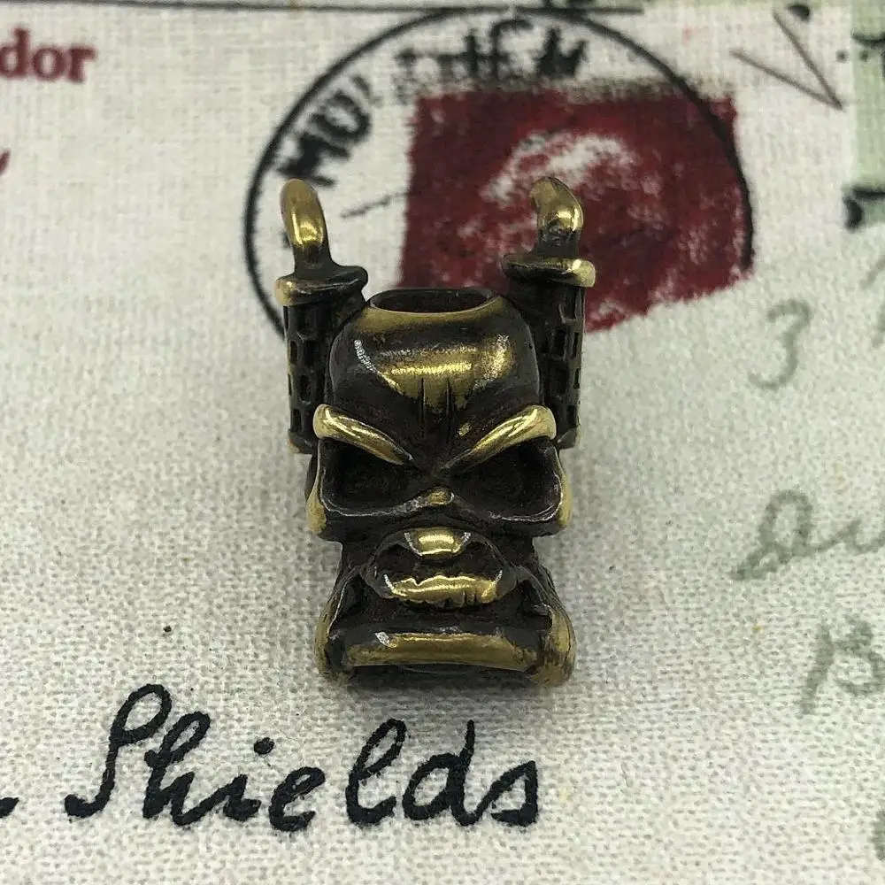 

1PC Retro Brass Copper Skull Funny Truck Head EDC Paracord Beads Knife Beads Umbrella Rope Cord Bracelet Lanyard Pendants